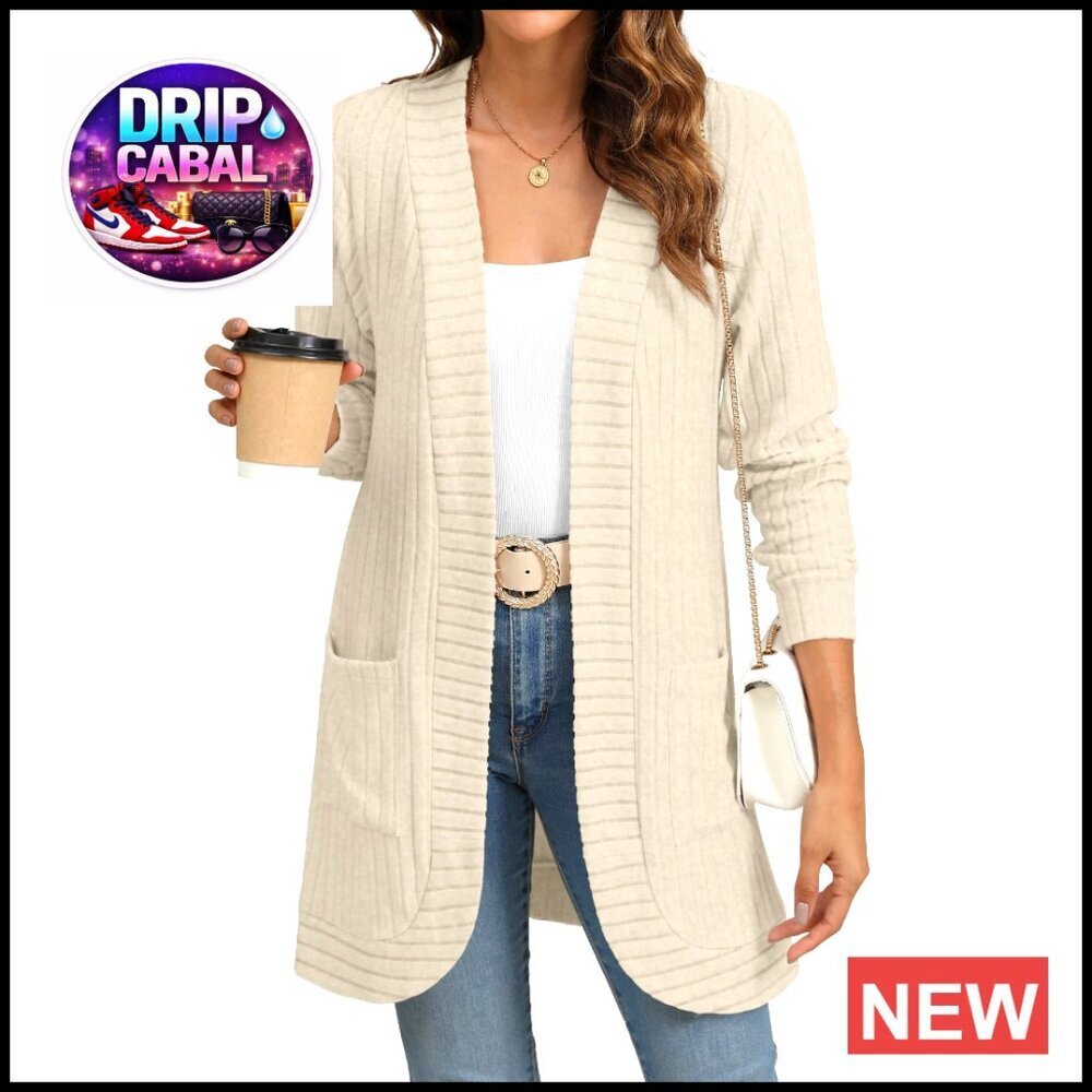 Long Sleeve Open Front Cardigan Lightweight Loose Knit Casual Oversized Chic